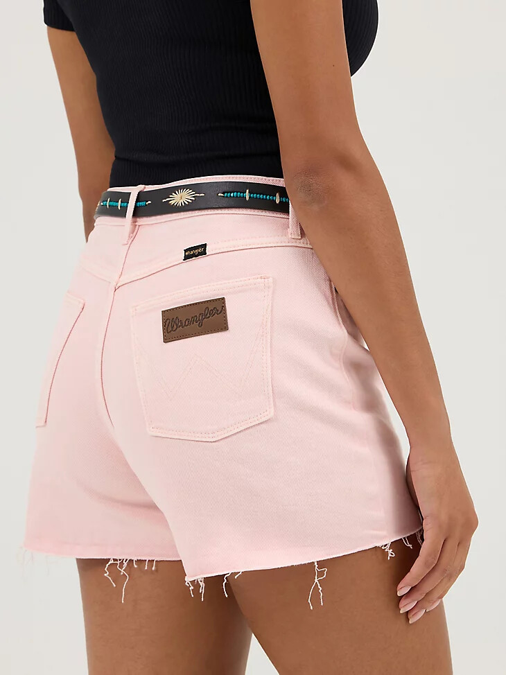 pantaloncini da cowboy a vita alta da donna con cuore in pietra