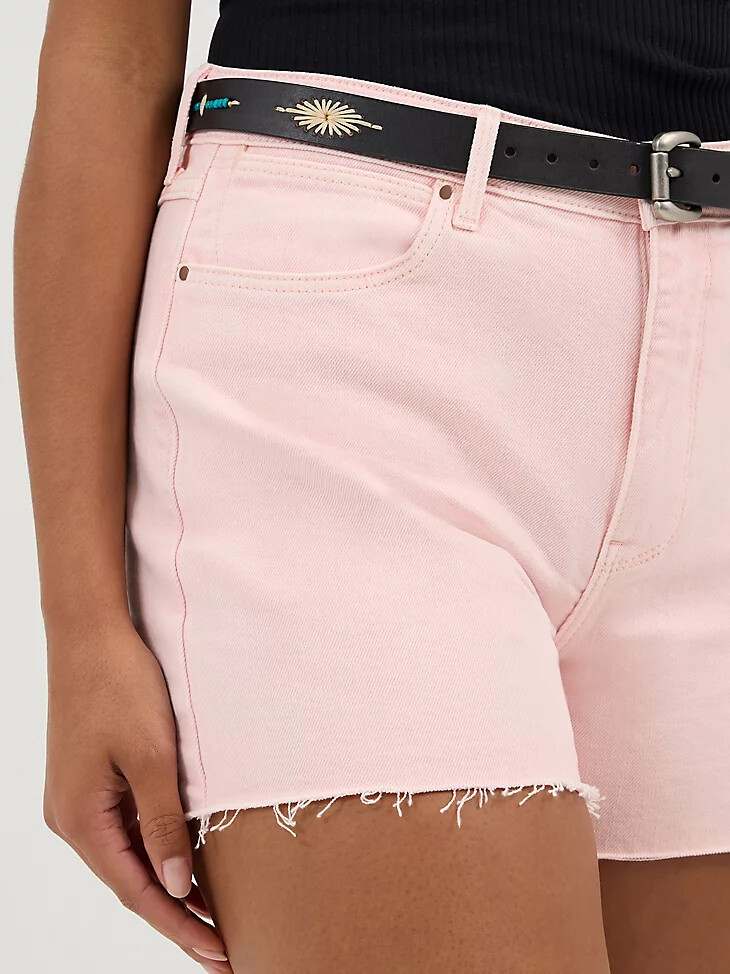 pantaloncini da cowboy a vita alta da donna con cuore in pietra