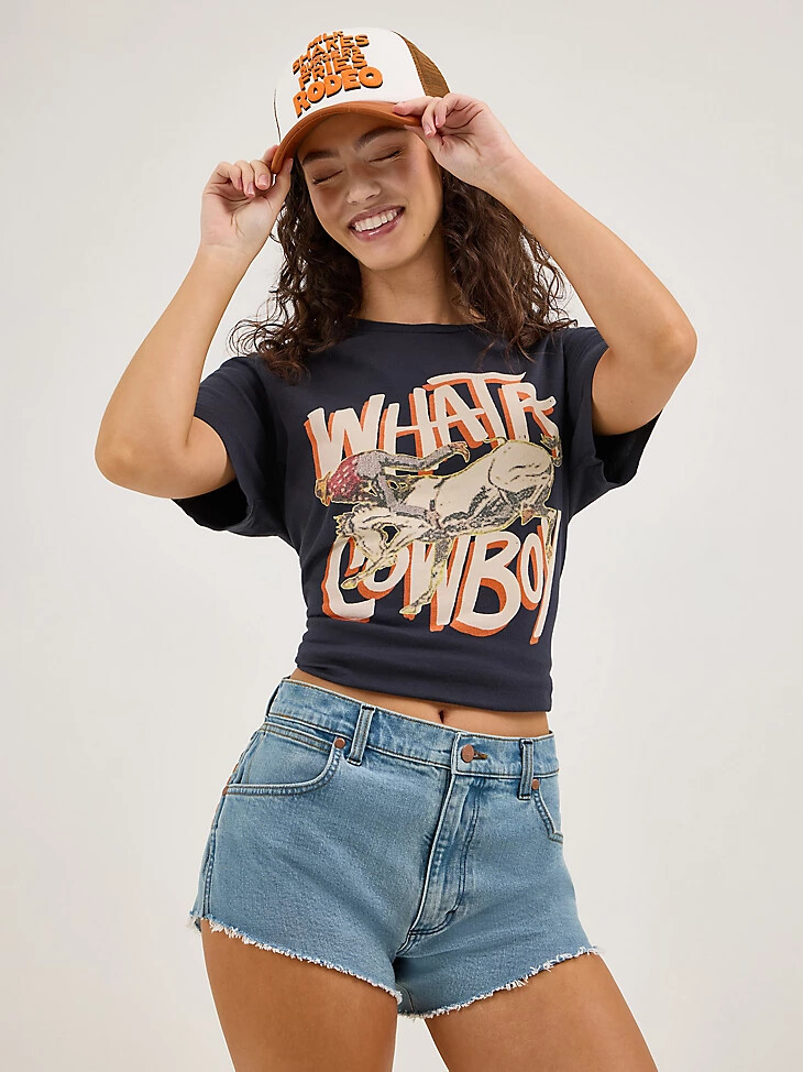 pantaloncini corti rivisitati wrangler x whataburger lavati al sole