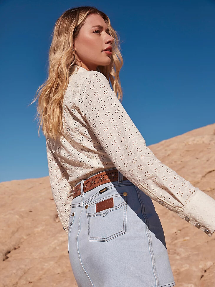 camicia con bottoni a pressione wrangler x yellow rose di kendra scott pearl cloud dancer