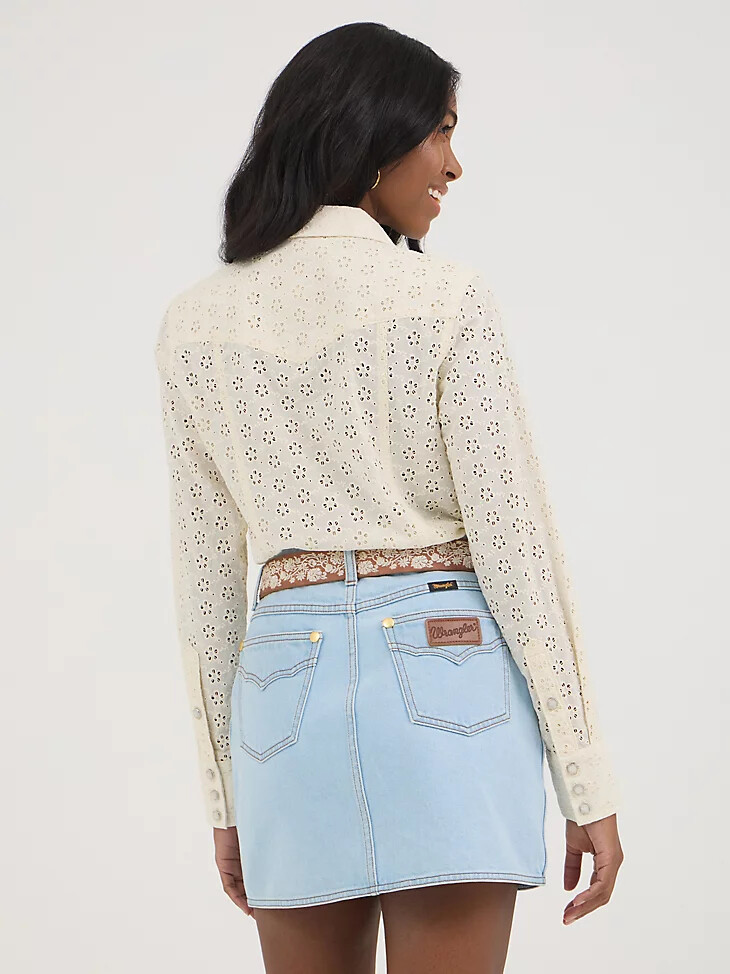 camicia con bottoni a pressione wrangler x yellow rose di kendra scott pearl cloud dancer
