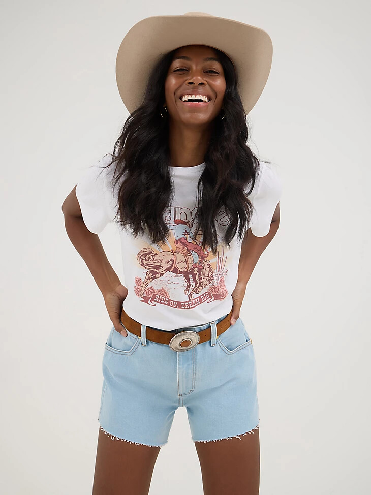 wrangler x yellow rose di kendra scott reworked short prairie wash