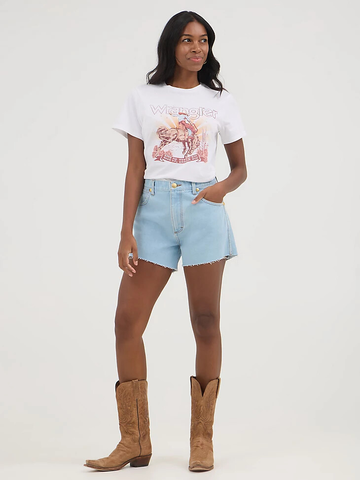wrangler x yellow rose di kendra scott reworked short prairie wash