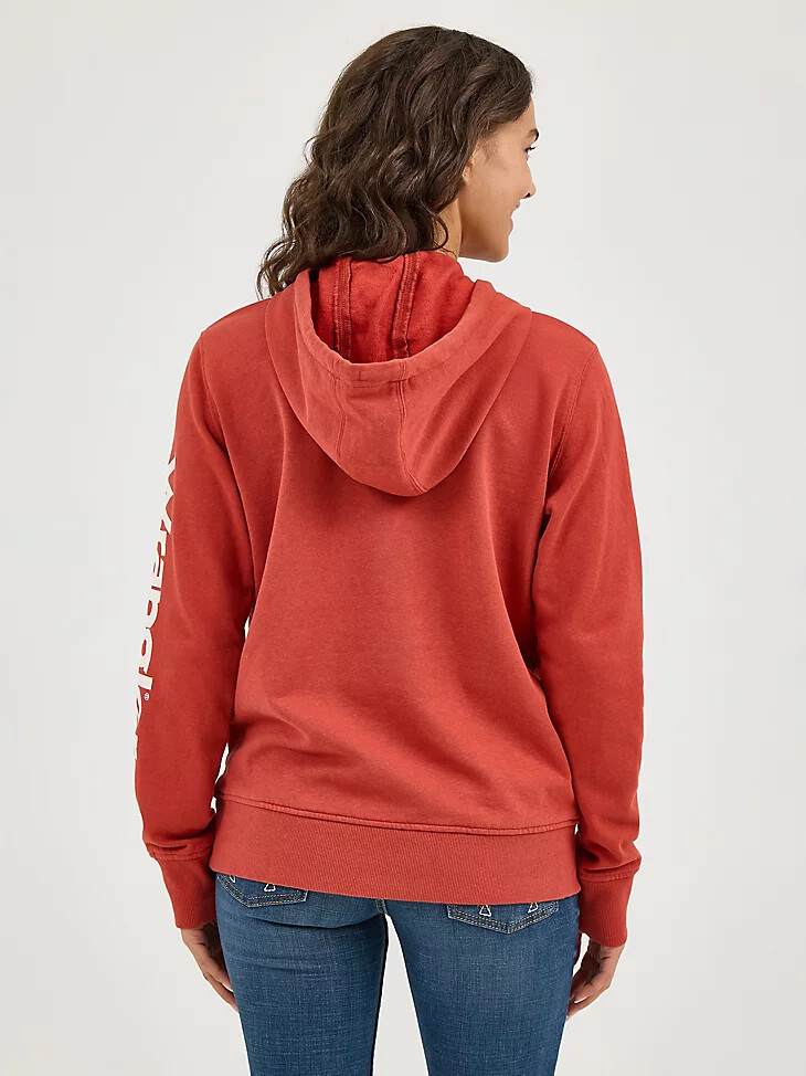 felpa con cappuccio e logo wrangler retro da donna color ruggine