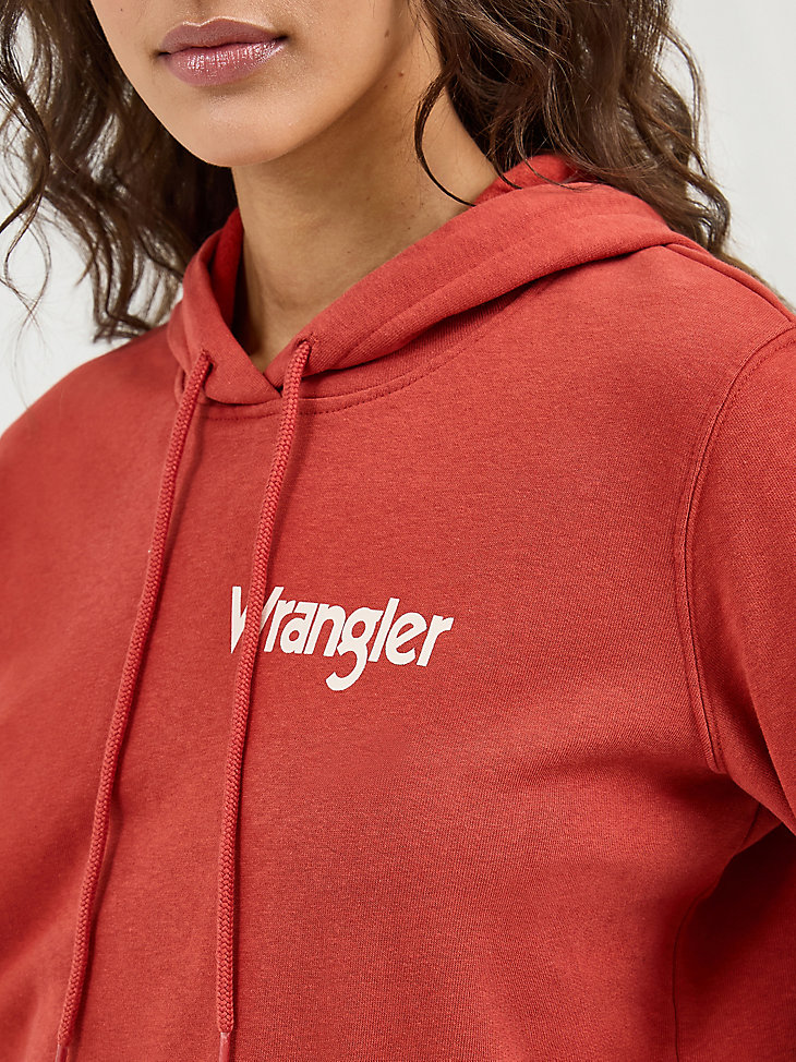 felpa con cappuccio e logo wrangler retro da donna color ruggine