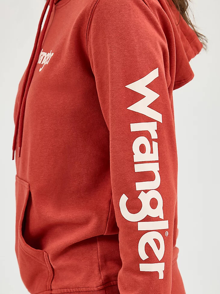 felpa con cappuccio e logo wrangler retro da donna color ruggine