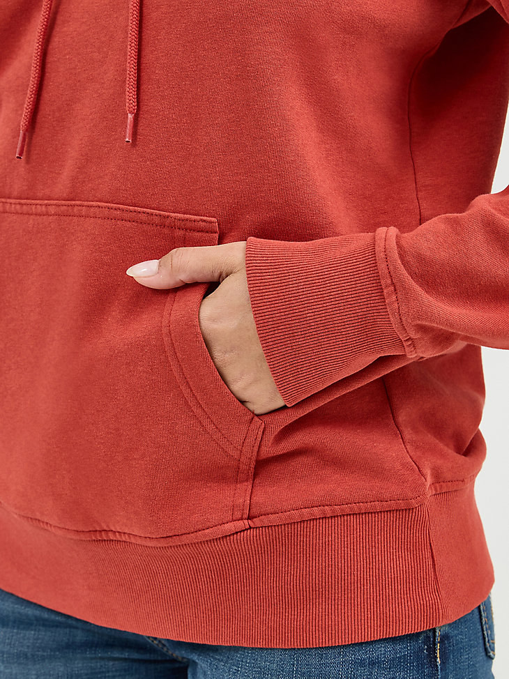felpa con cappuccio e logo wrangler retro da donna color ruggine