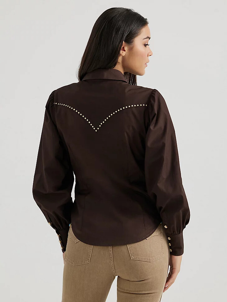 camicia rodeo wrangler x yellow rose di kendra scott colore talpa nero