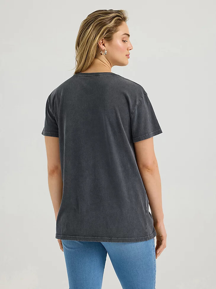 maglietta da donna wrangler western graphic boyfriend lavaggio minerale phantom