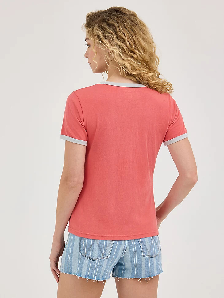 maglietta da donna tranquil ringer rosa sbiadito