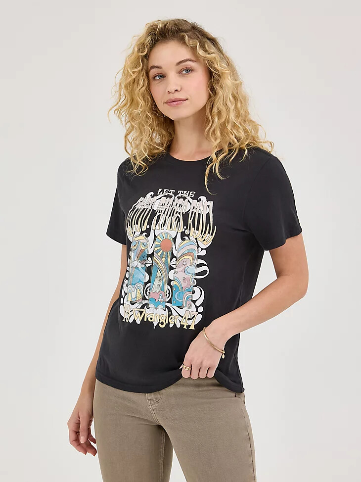 maglietta grafica good times da donna nera lavata