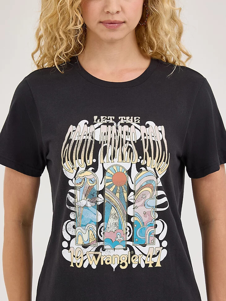 maglietta grafica good times da donna nera lavata