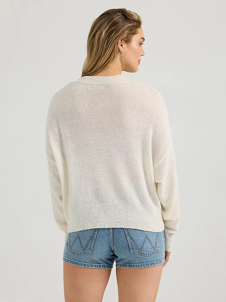 maglione in maglia garzata wrangler da donna bianco antico