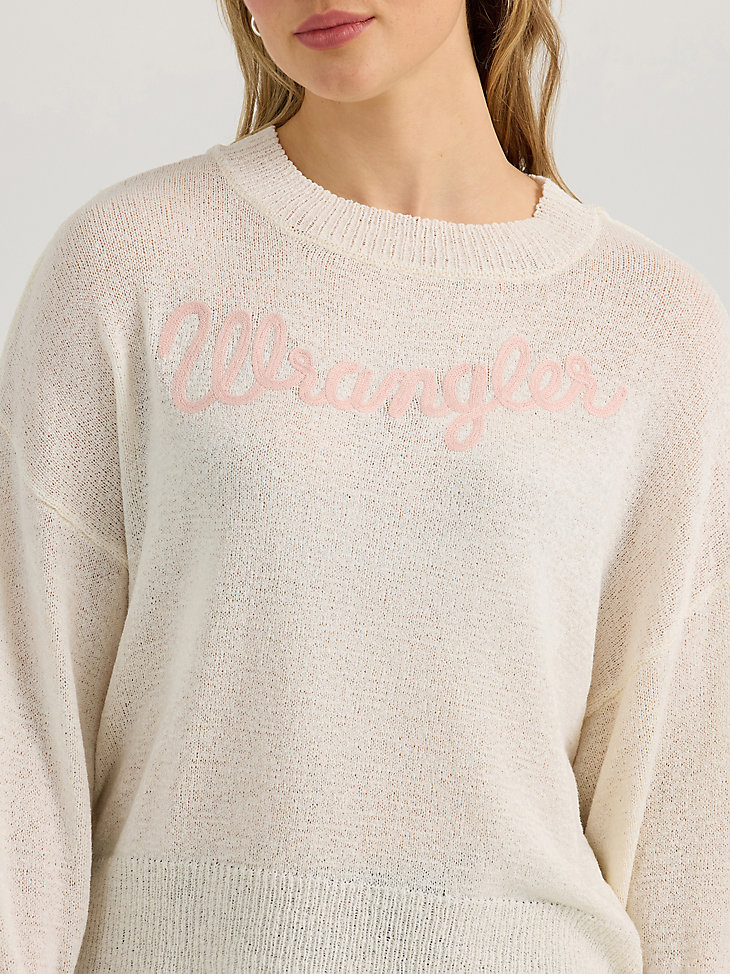 maglione in maglia garzata wrangler da donna bianco antico