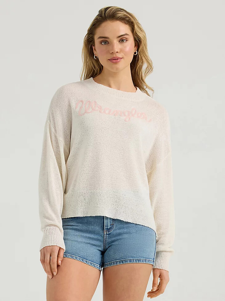 maglione in maglia garzata wrangler da donna bianco antico