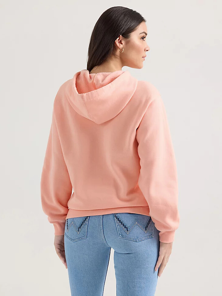 felpa con cappuccio wrangler bold logo da donna colore rosa a bolle