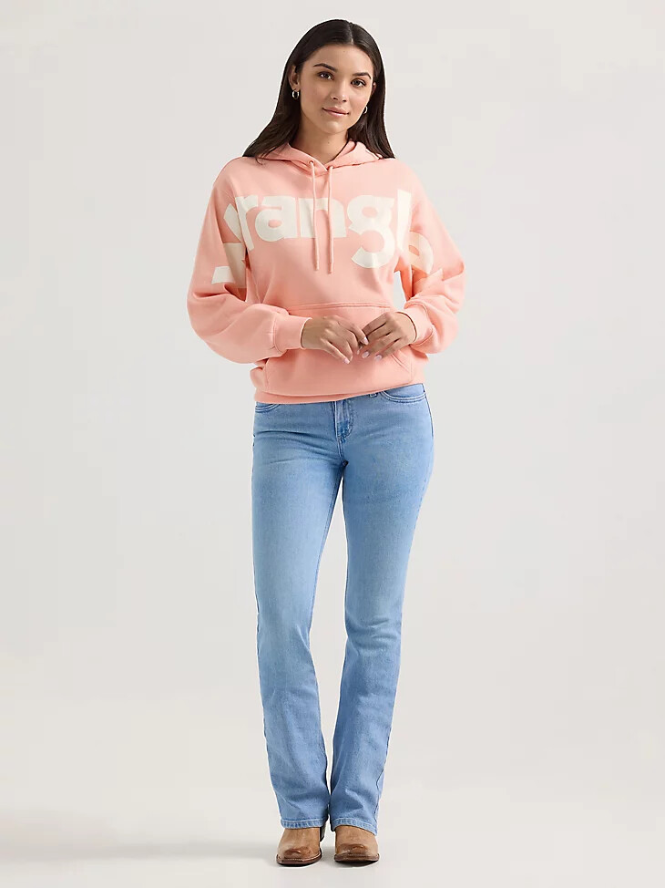 felpa con cappuccio wrangler bold logo da donna colore rosa a bolle