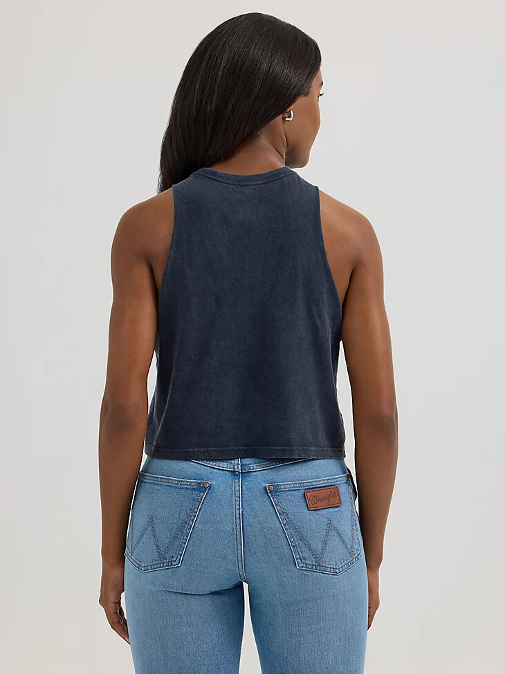 canotta da donna wrangler festival crop graphic neraaquila con bandiera
