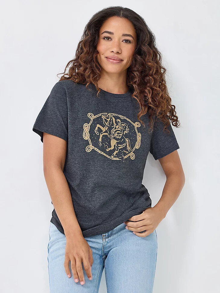 maglietta grafica da donna rope cowboy colore nero corvino