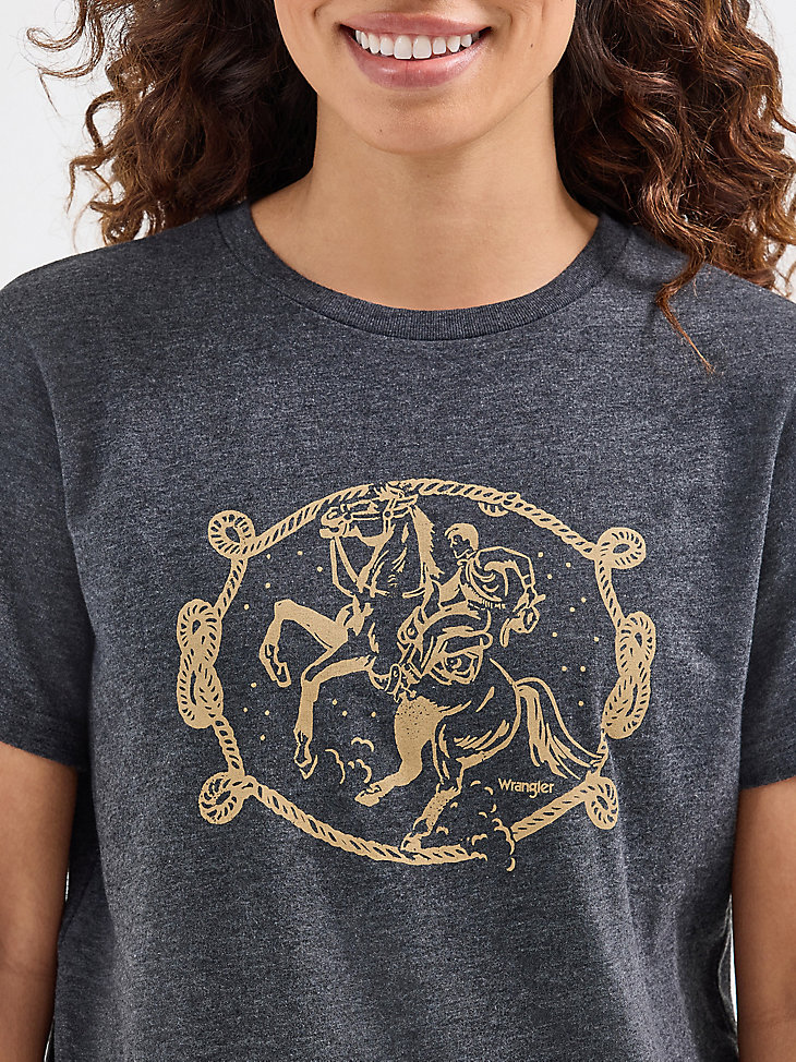 maglietta grafica da donna rope cowboy colore nero corvino