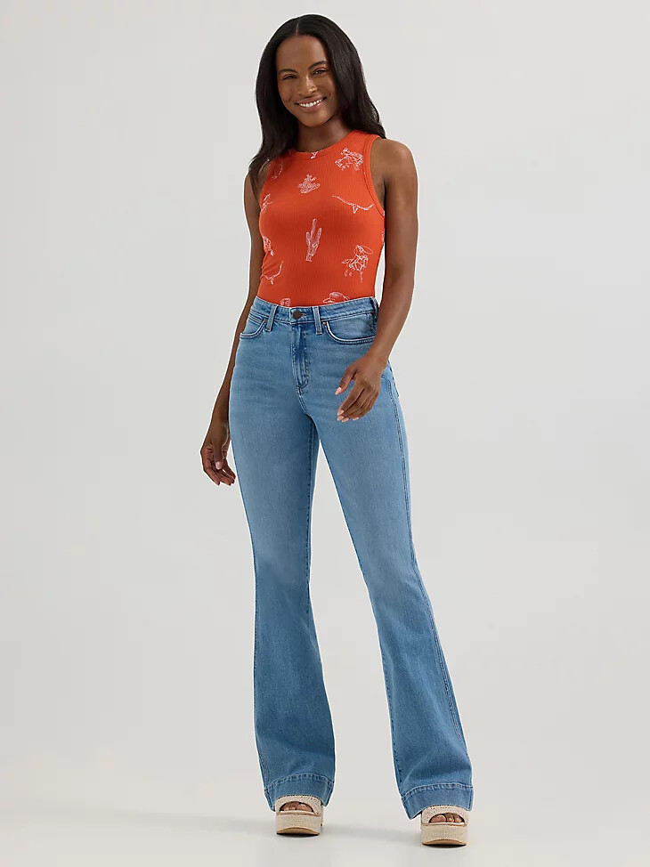 canotta da donna wrangler printed slim goddess icona rossa