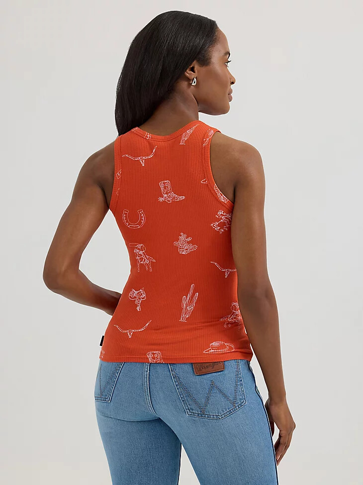 canotta da donna wrangler printed slim goddess icona rossa