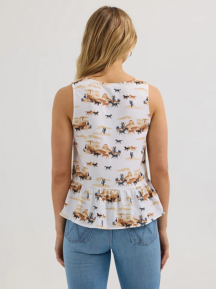 canotta peplo con scollo a v da donna wrangler con stampa deserto