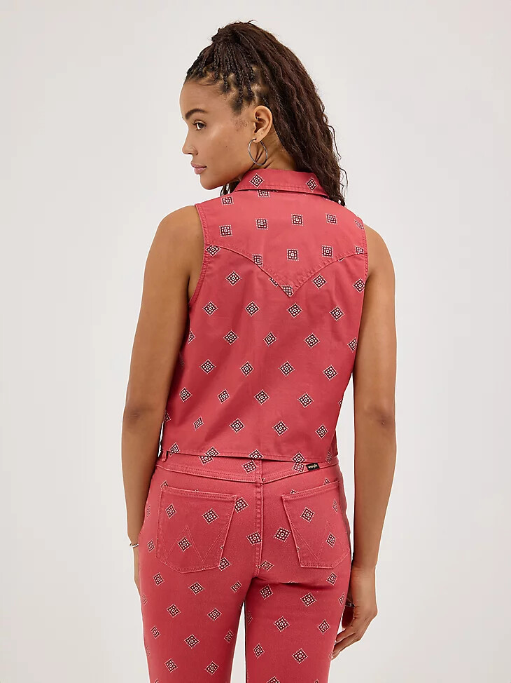 camicia da donna con stampa e nodo sul davanti diamond bay