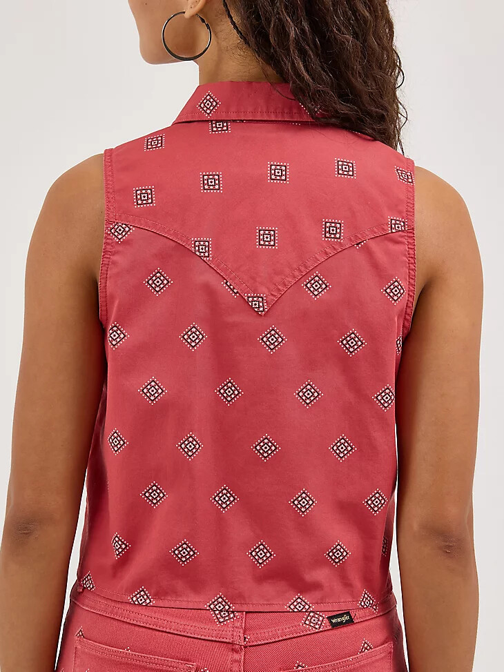 camicia da donna con stampa e nodo sul davanti diamond bay