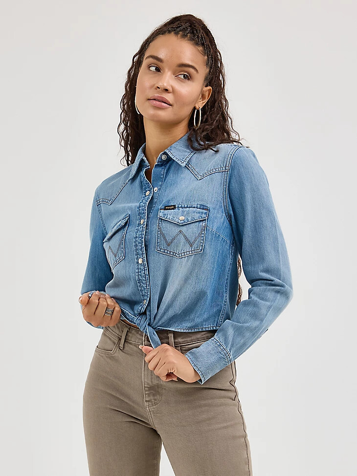 camicia western da donna con nodo sul davanti ellis