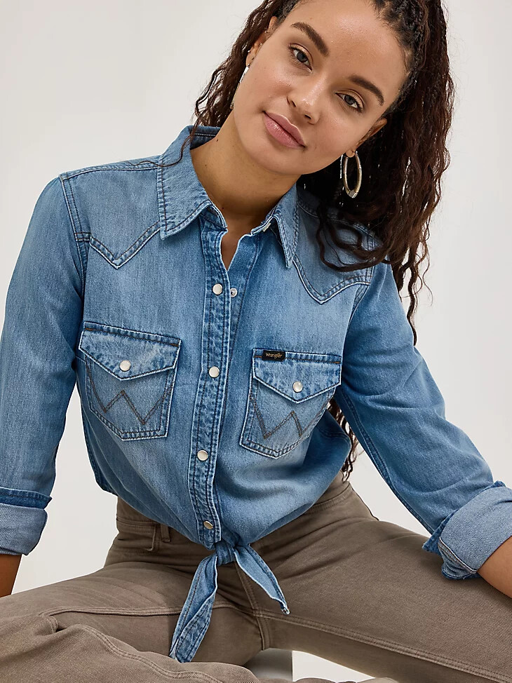 camicia western da donna con nodo sul davanti ellis