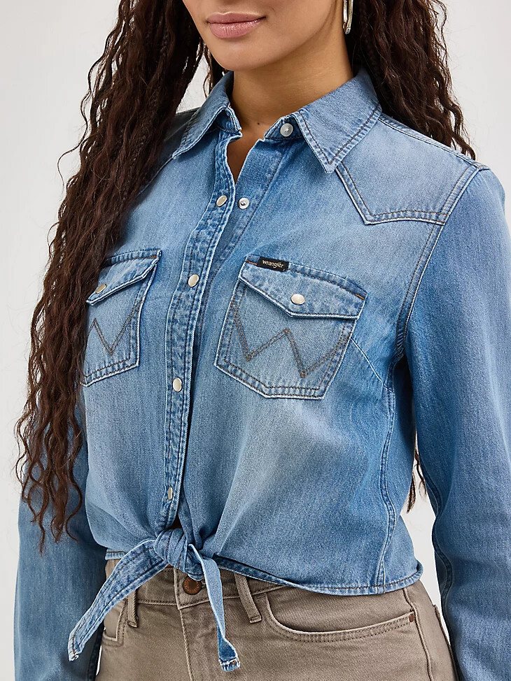 camicia western da donna con nodo sul davanti ellis