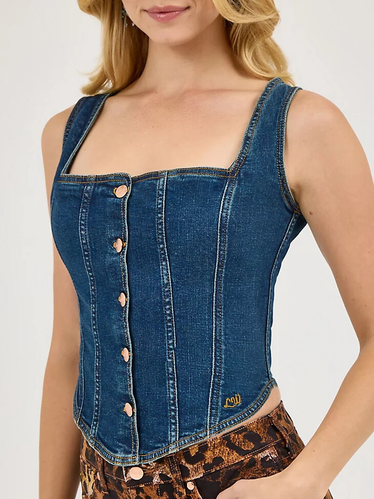 top bustier wrangler x lainey wilson pony up boho wash