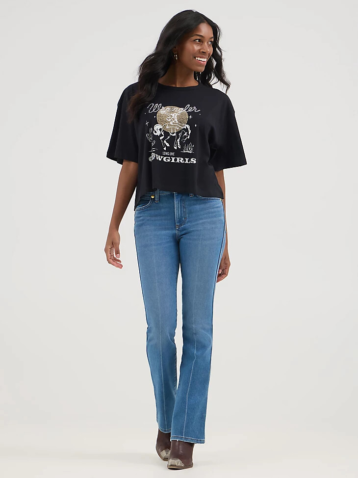 maglietta corta nera wrangler x yellow rose di kendra scott