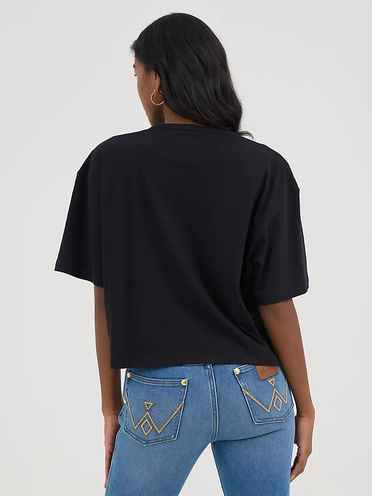 maglietta corta nera wrangler x yellow rose di kendra scott