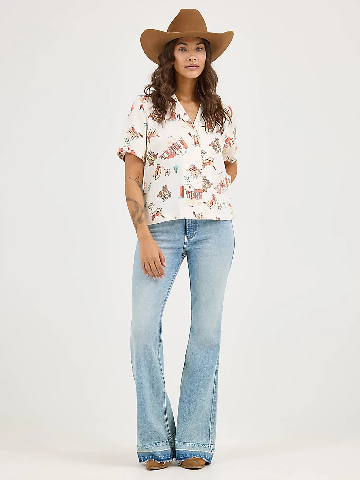 camicia da donna wrangler retro cowgirl camp scattered town