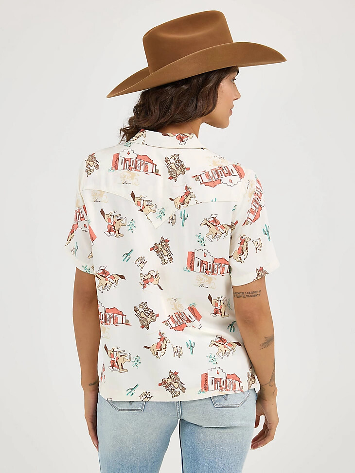 camicia da donna wrangler retro cowgirl camp scattered town