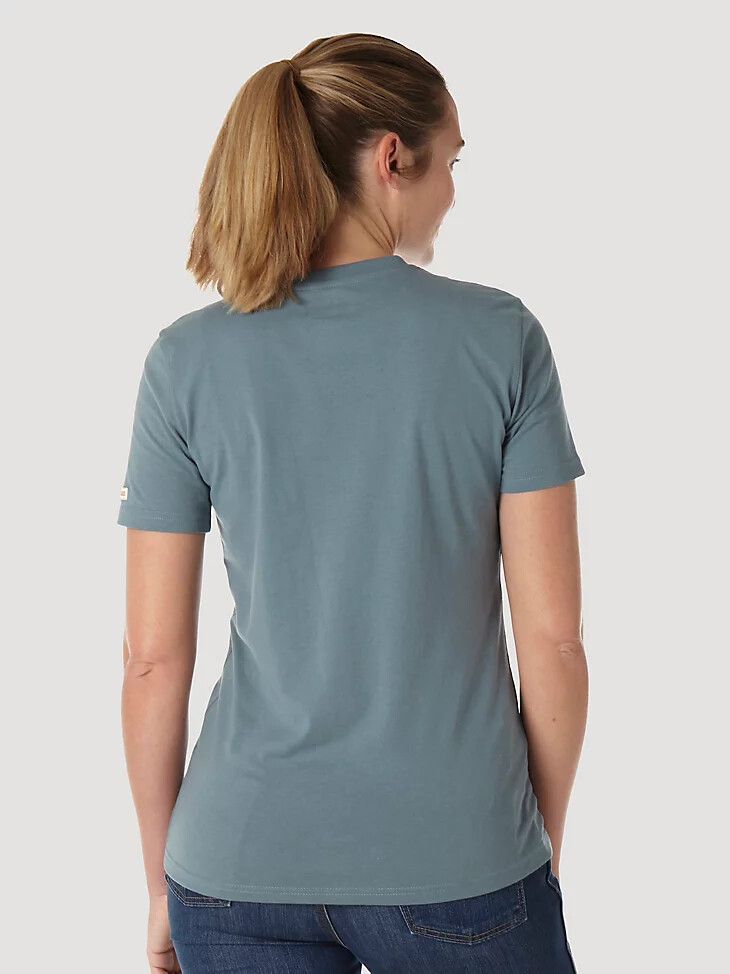 t-shirt da donna a maniche corte wrangler riggs workwear performance verde mare