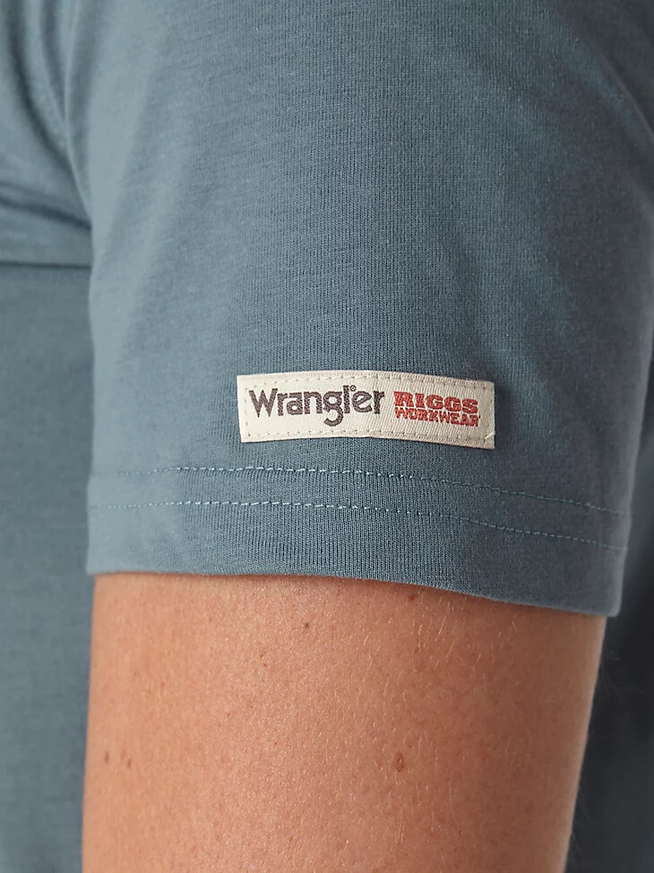 t-shirt da donna a maniche corte wrangler riggs workwear performance verde mare