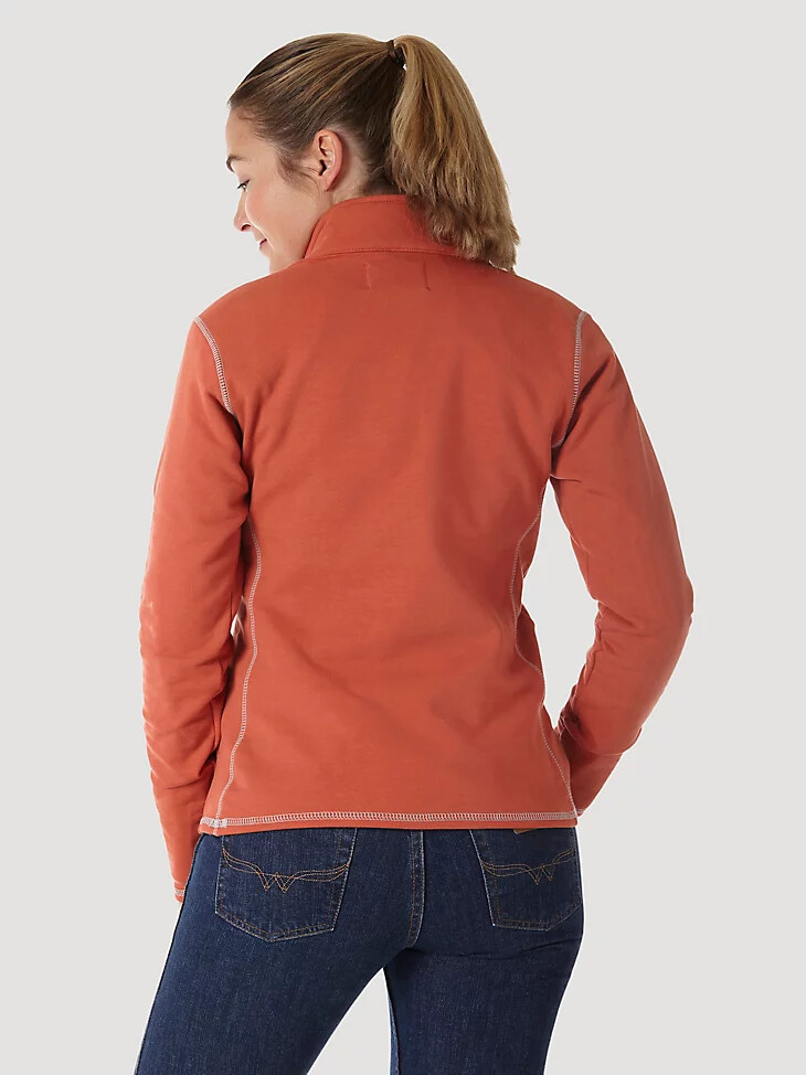 pullover da donna wrangler fr ignifugo a maniche lunghe con cerniera a un quarto colore salsa piccante