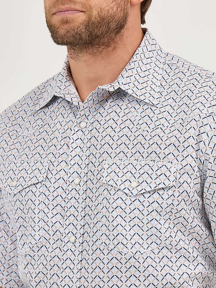 camicia western da uomo 20x competition advanced comfort a maniche corte con bottoni automatici blu chevre