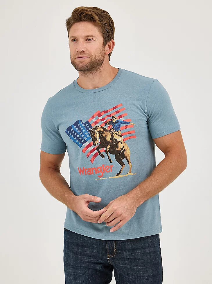 maglietta da uomo con logo della bandiera americana wrangler bandiera di piombo