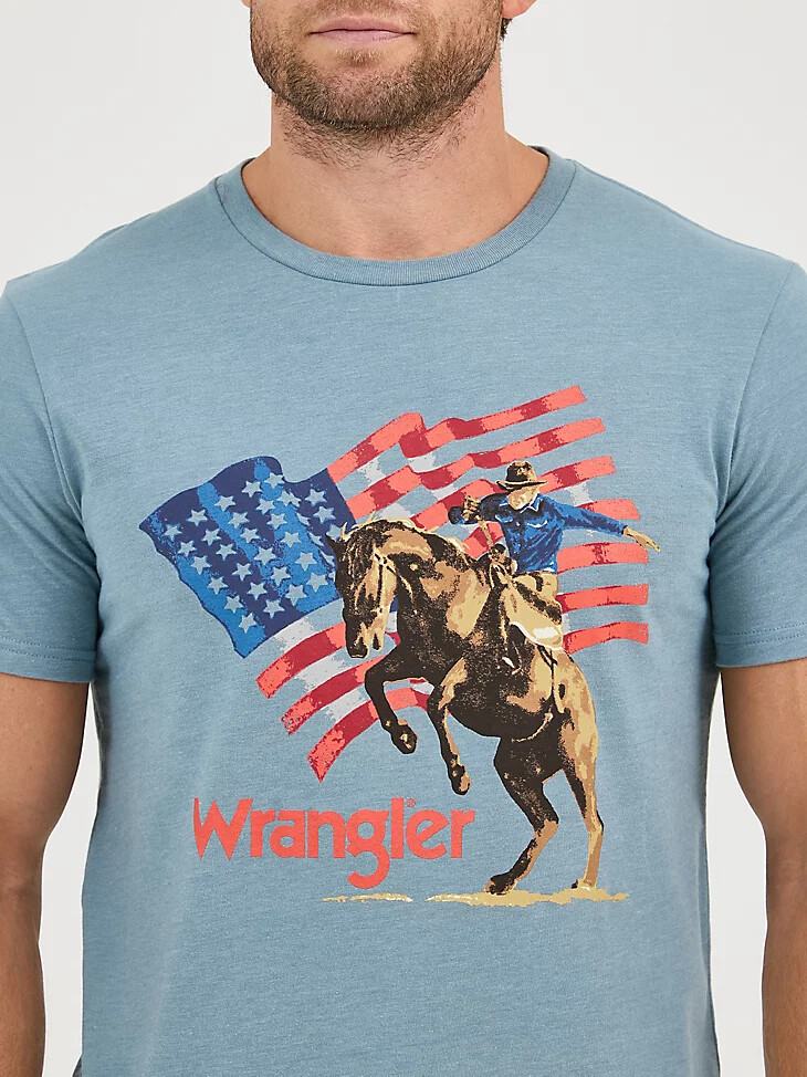 maglietta da uomo con logo della bandiera americana wrangler bandiera di piombo
