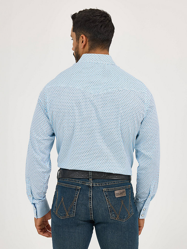camicia da uomo 20x competition advanced comfort a maniche lunghe con due tasche e bottoni a pressione colore blu fence