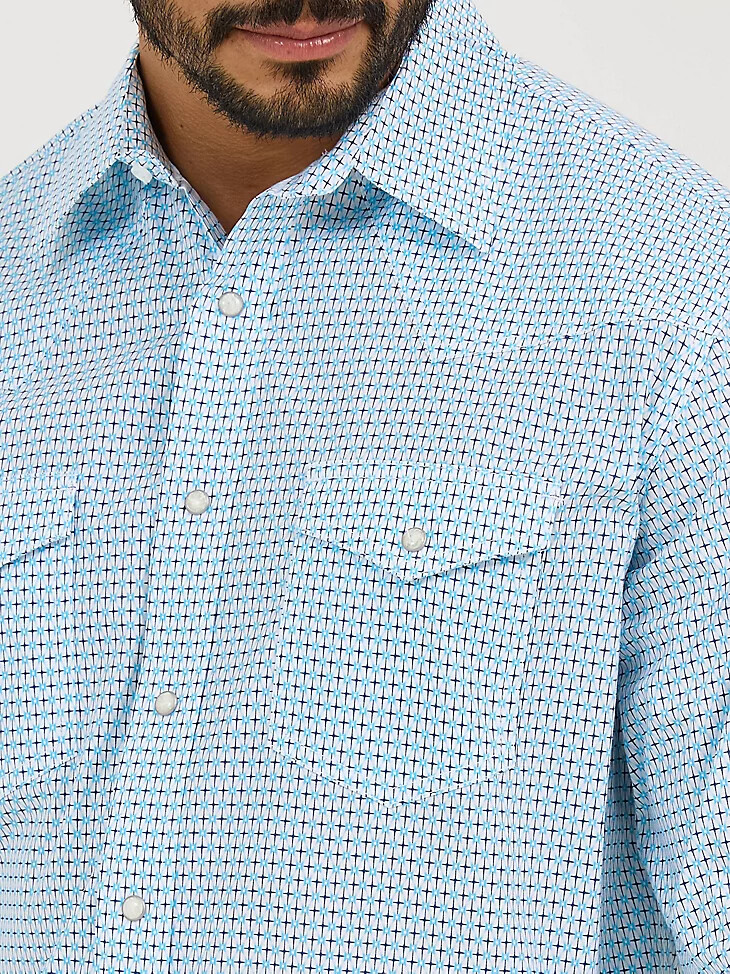 camicia da uomo 20x competition advanced comfort a maniche lunghe con due tasche e bottoni a pressione colore blu fence