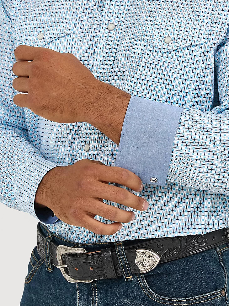 camicia da uomo 20x competition advanced comfort a maniche lunghe con due tasche e bottoni a pressione colore blu fence