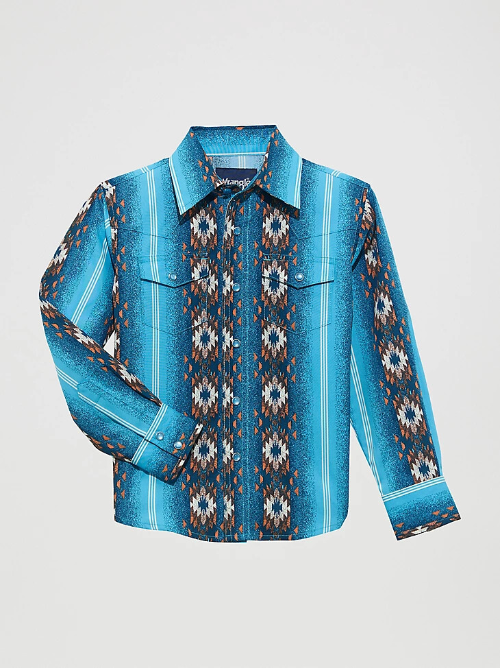camicia da ragazzo checotah a maniche lunghe con bottoni a pressione in stile western blu sale marino