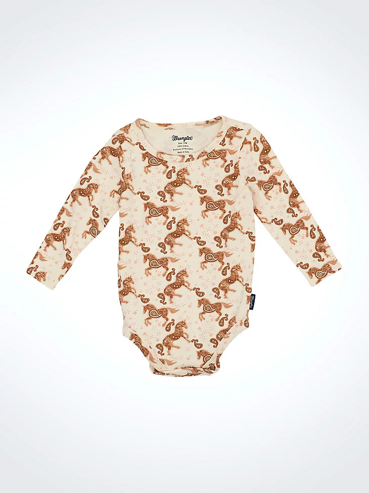 body con stampa western per bambina bianco