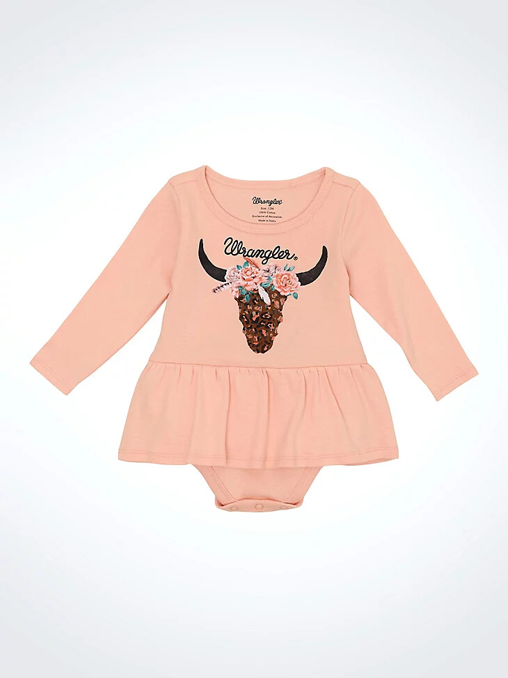body con gonna e stampa western per bambina rosa