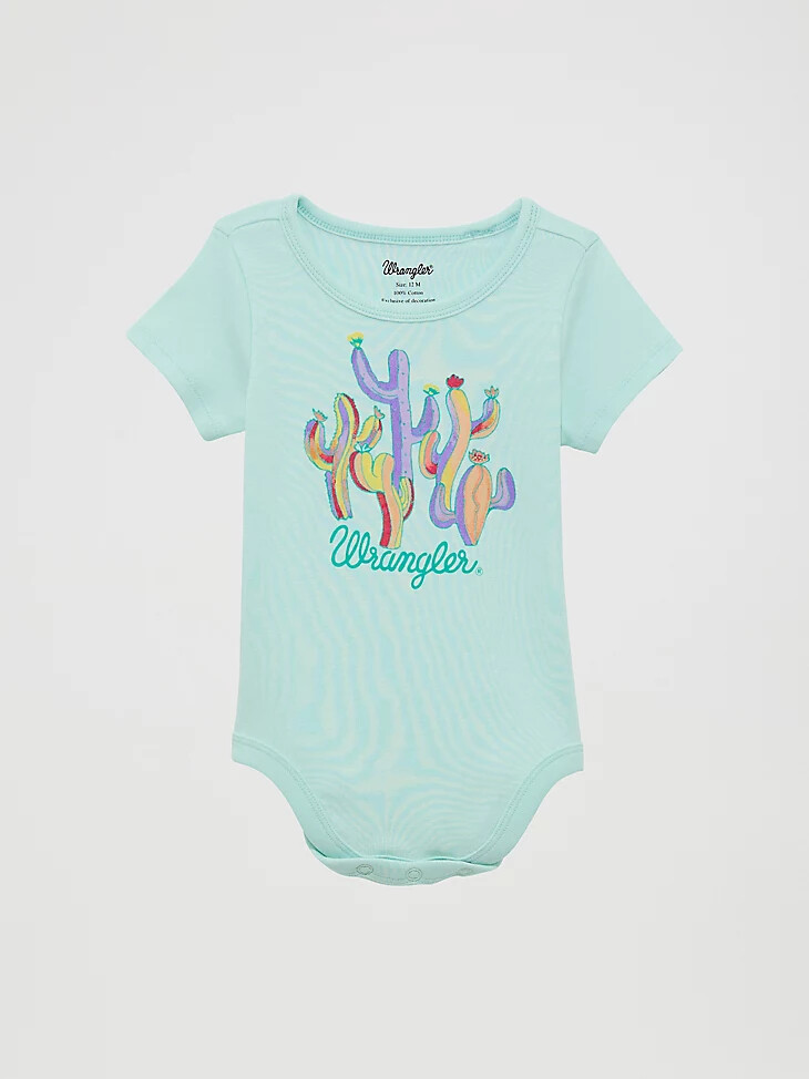 body in maglia con grafica western per bambina color verde acqua